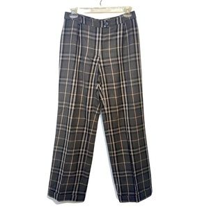 Burberry Gray Plaid Wool Trouser Pants Sz 6